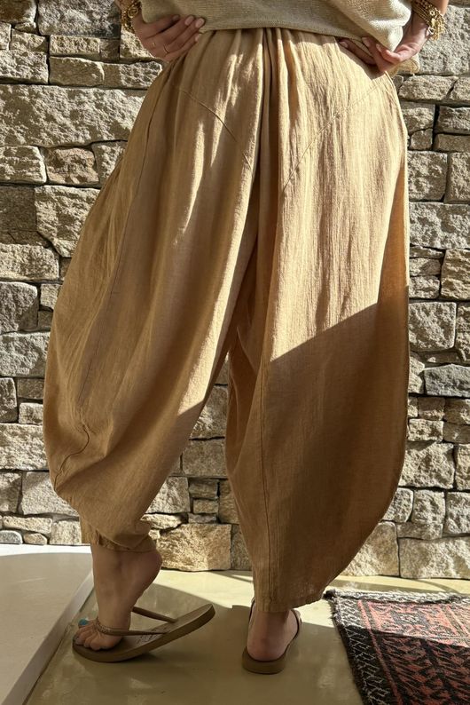 Noa Linen Blend Sia Barrel Trouser Honey Bronze